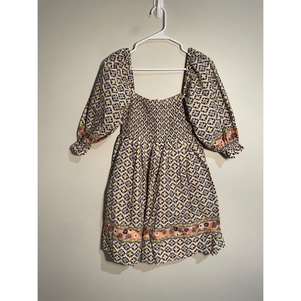 Olivaceous Floral Smocked Puff‎ Sleeve Mini Dress Size Medium Boho Airy Feminine